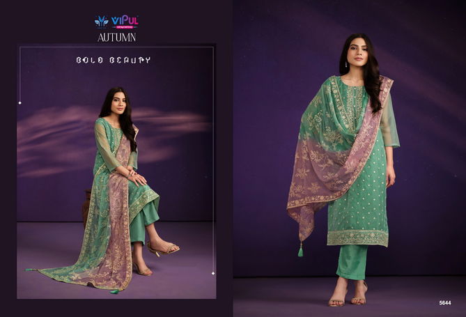 Autumn By Vipul Organza Embroidery Designer Salwar Suits Wholesale Price In Surat